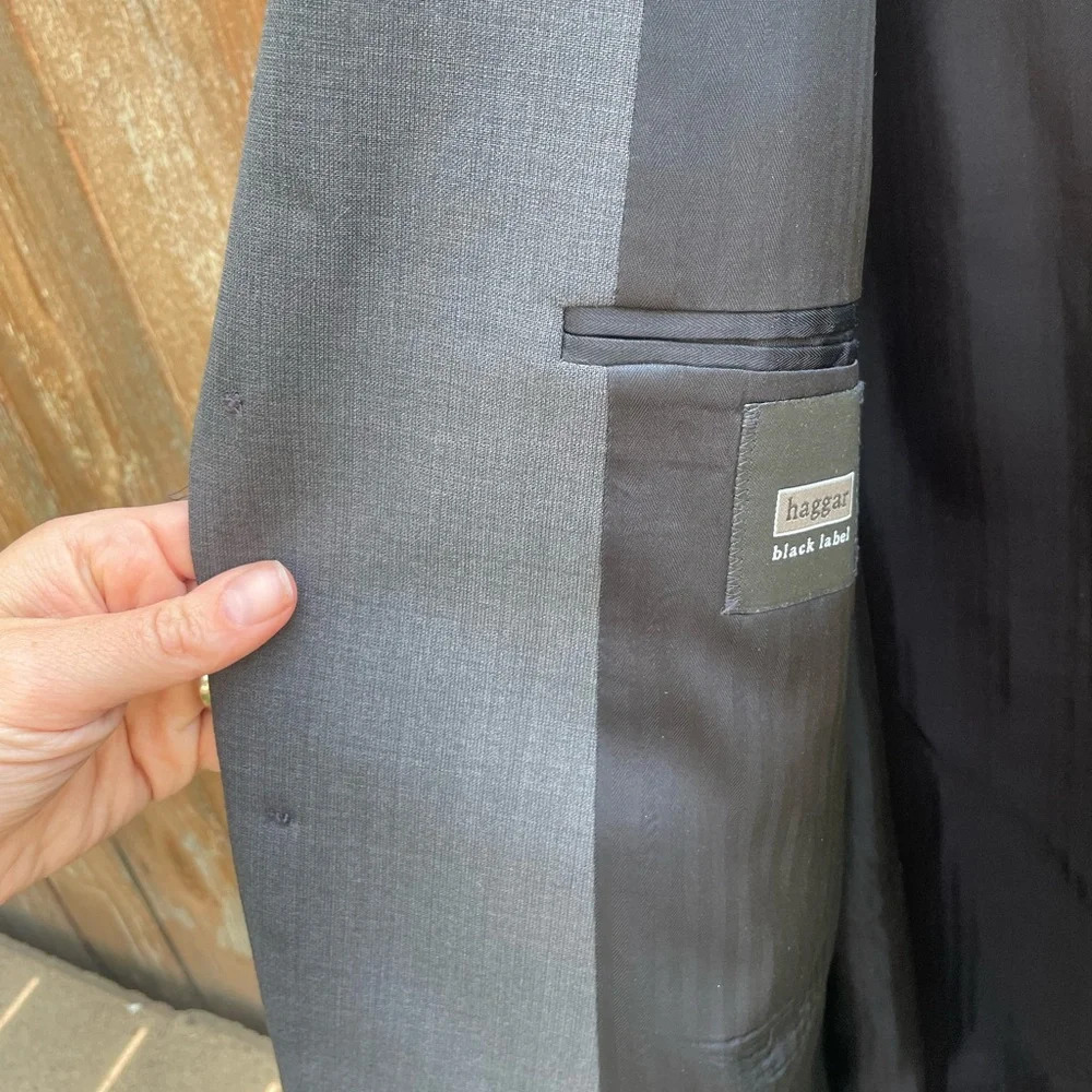 Haggar Men’s Blazer Suit Jacket Dark Grey Size 44R - Picture 7 of 11